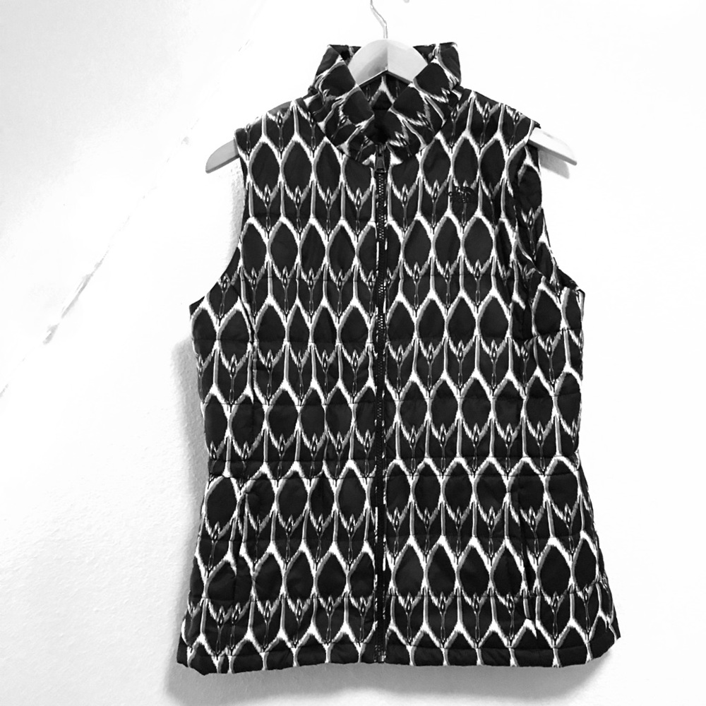North Face Black & White patterned puffer vest